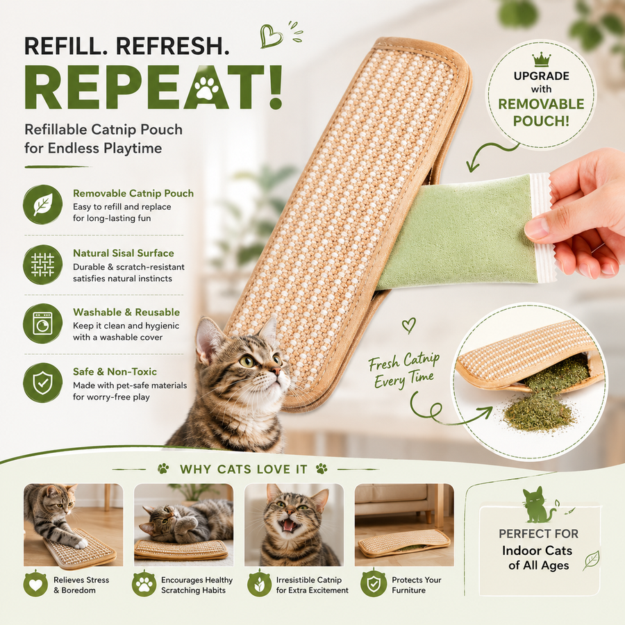 Premium Sisal Cat Scratcher with Replaceable Catnip Pouch