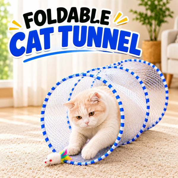 Interactive Cat Tunnel Toy with Feather Teaser