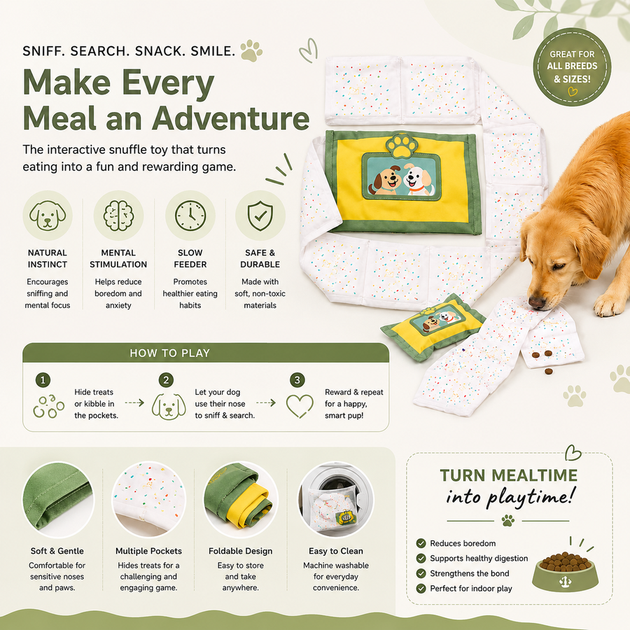 Hide & Seek Snuffle Toy for Dogs | Mental Enrichment Feeding Mat
