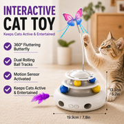 3-in-1 Interactive Automatic Cat Toy | Butterfly Teaser & Rolling Ball Cat Toy