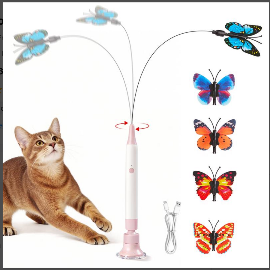 Interactive Spinning Butterfly Cat Toy with Suction Cup